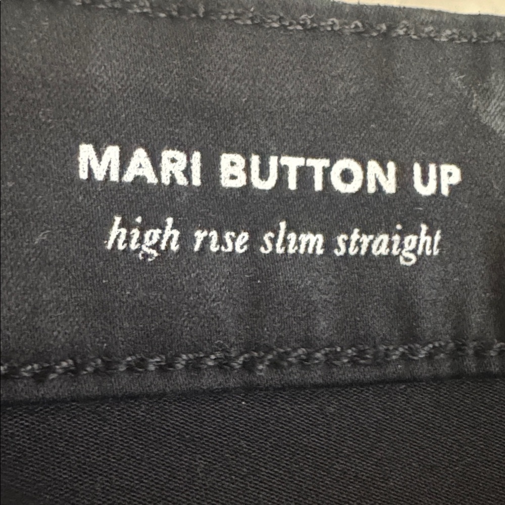 AG Mari Button Up High Rise Slim Straight Black Jeans Faux Leather Pants Size 27 - Picture 5 of 7